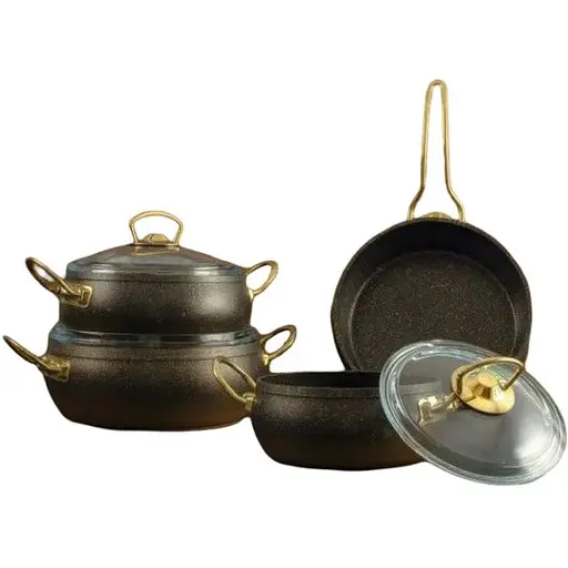 Універсальний Набір каструль Casa Royal Gold Beaty G-UKR2020 із покриттям Granit Чорний - фото 1