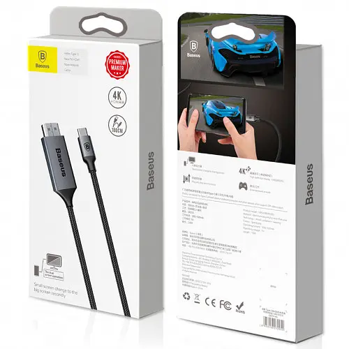 Перехідник Baseus Video Type-C Male to HDMI Male 4k 1.8m CATSY-0G - фото 2