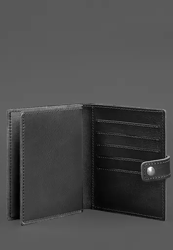 Кожаная обложка-портмоне на паспорт с гербом Украины 25.1 Черная - фото 5