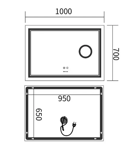 Дзеркало Mixxus Premium QUADRO MR20-100x70 (LED Touch, Anti-fog, лінза) (MP6622) - фото 5
