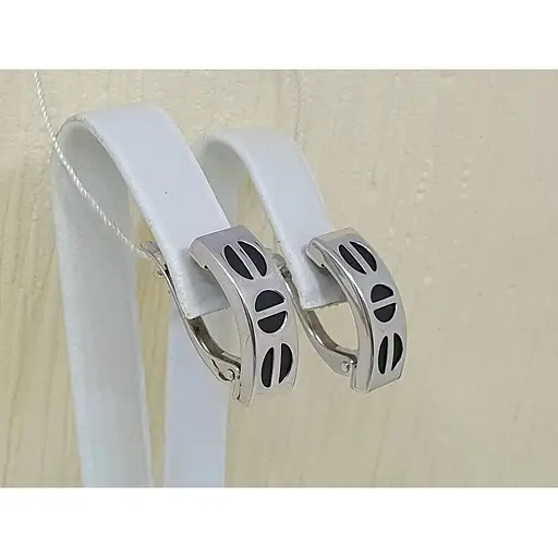 Срібні сережки Tango з каучуком. 930014С - фото 3