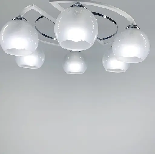 Белая потолочная люстра на 6 плафонов | Ст. 51795/6 CH+WT+WT | Line F - фото 6