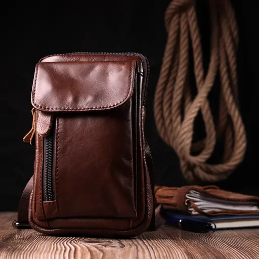 Кожаная мужская сумка Vintage 12х19х4 см sum0024955 - фото 6