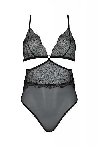 Боди Passion Amberly Body 4XL/5black ассиметричный крой кружевной лиф золотая нить 4XL/5XL - фото 3