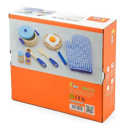 Детский кухонный набор Viga Toys 50115 Игрушечная посуда из дерева Голубая - фото 6