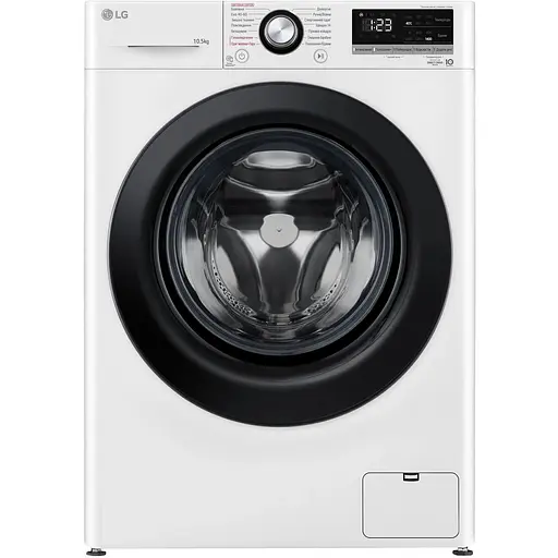 Пральна машина LG фронтальна 105 кг 1400 A+++ 57 см дисплей пара інвертор білий