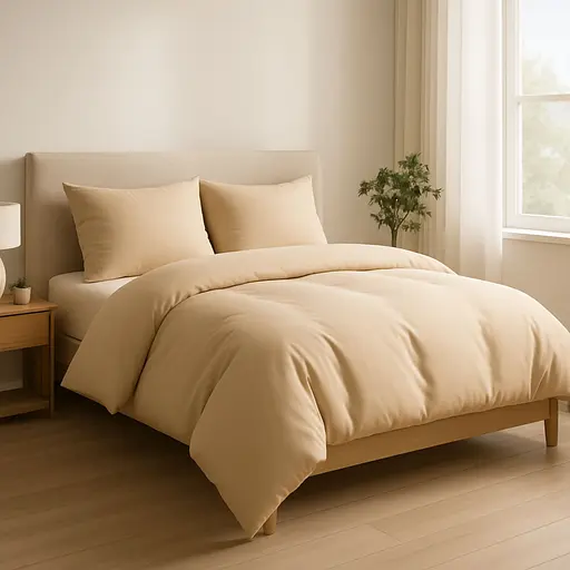 Комплект постельного белья Ideia Сатин евро без простыни 200х220 см (8-36085_беж) - фото 2