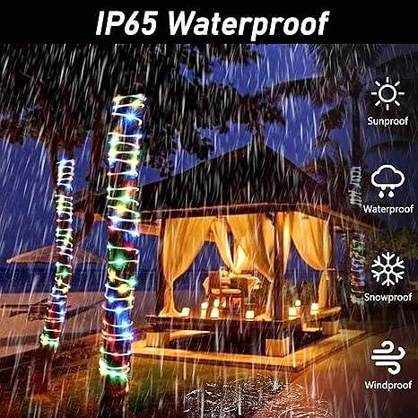 Tacobey сонячні гірлянди для вулиці - 32,8 фута 100 світлодіодних сонячних гірлянд трубчасті світильники, 8 режимів водонепроникні - фото 3