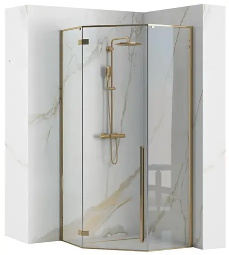 Душова кабіна Rea Diamond 100x100 gold REA-K6616, Золотий, Універсальна, прозорий - фото 1