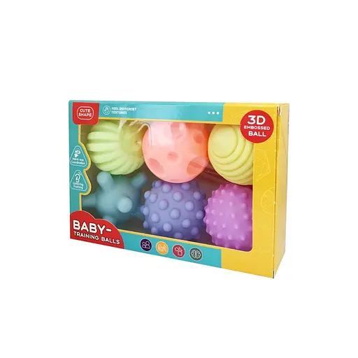 Набір тактильних розвивальних м'ячиків Mega Zayka MGZ-0926 з пищалкою - фото 1