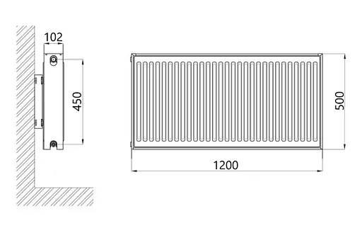 Радіатор сталевий Thermo Alliance IMAS 22 тип 500x1200 мм бічне підключення (TAI225001200K) - фото 2