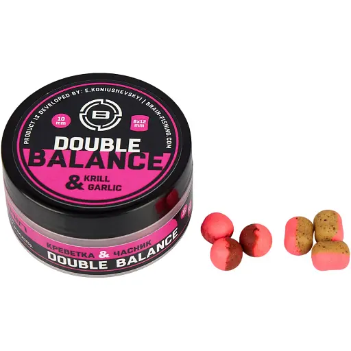 Бойли Brain Double Balance Krill & Garlic (креветка + часник) 10+8х12 mm