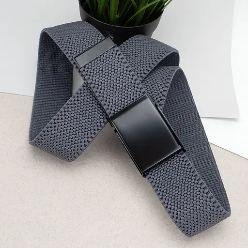 Ремень-резинка мужской на зажиме PS-40023 (115 см) серый плетеный - фото 2