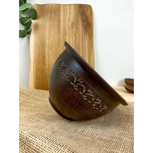 Макитра 1.5 литра керамическая (глиняная) резная декор - фото 2