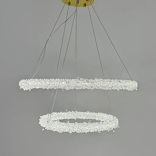 Невероятная хрустальная подвесная латунная люстра Ø 60+40 см | Ст. MD9105R-600+400 AB | Line F - фото 6