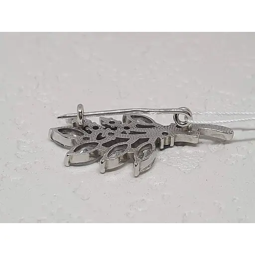 Срібна брошка Ірій з фіанітами. 9522 СИН - фото 2