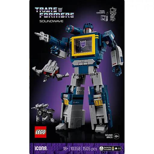 Конструктор LEGO Icons Transformers Саундвейв 1505 деталей (10358)