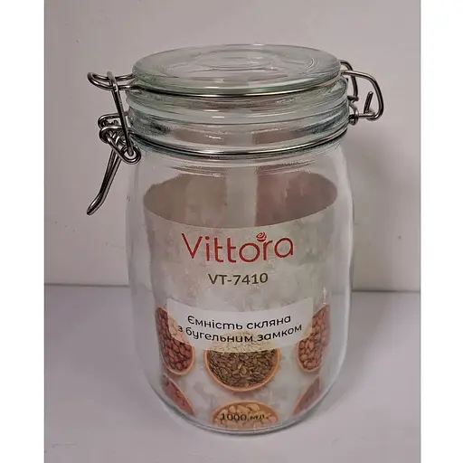 Ємність Vittora скляна з бугельним замком 1000 мл VT-7410 (124992) - фото 3