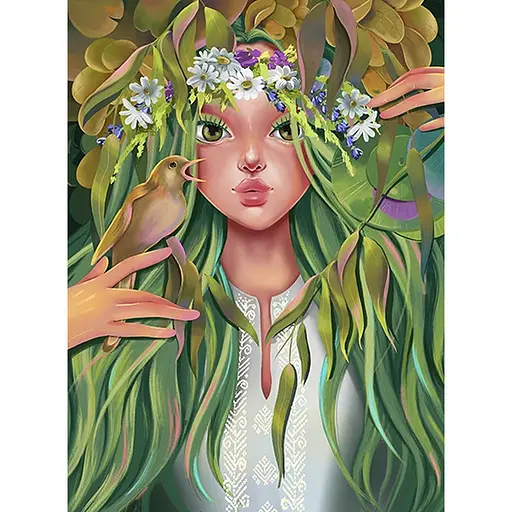 Алмазна мозаїка зі стразами на підрамнику Мавка Лісова красуня 30*40 см - фото 1