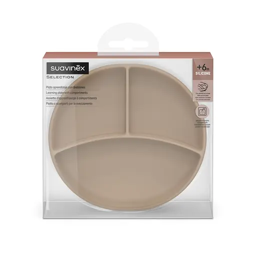 Тарелка силиконовая для ввода прикорма на 3 секции Suavinex Colour Essence +6 месяцев бежевая (402914) - фото 3