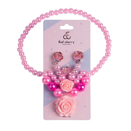 Набор украшений Романтический персиковый (ожерелье, браслет, серьги) 4шт