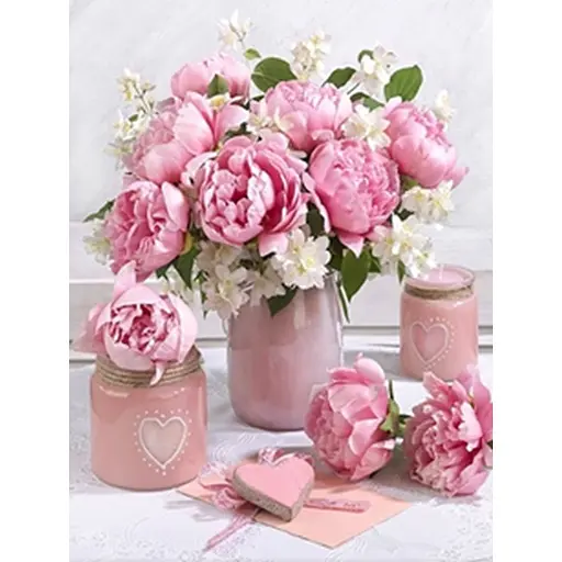 Алмазна мозаїка Піони Ніжні почуття 40*50 зі стразами на підрамнику - фото 1