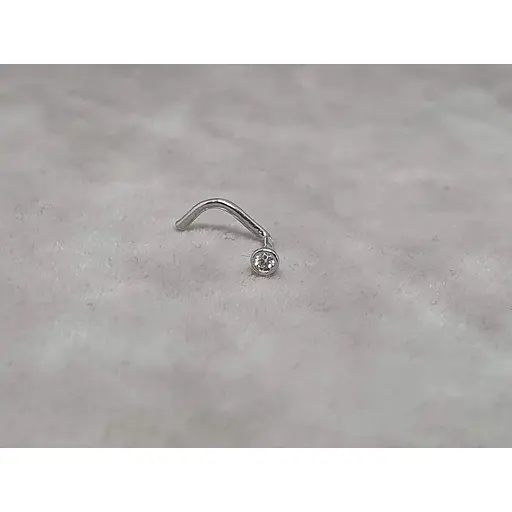 Золотая серьга-пирсинг Астор в нос с фианитом. 2182524Б - фото 2
