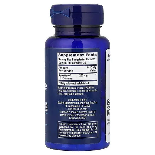 Тианин Life Extension L-Theanine 100 mg, 60 вегакапсул - фото 2