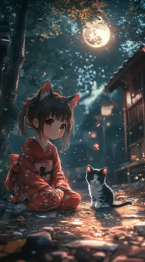 Деревянный фигурный пазл Девочка-кошка и котенок (ver 1), А4, Картонная коробка 100 элементов - фото 3