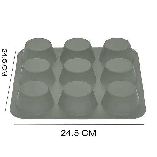 Форма силиконовая на планшете для выпечки кексов и маффинов на 9 ячеек 24.5х24.5х3.5 см, Profsil Серый 87152 - фото 9