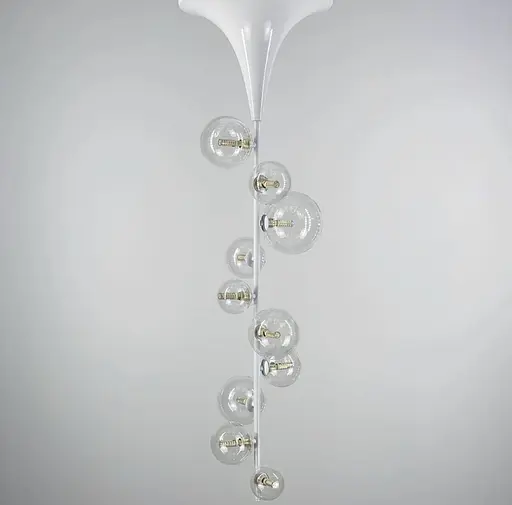 Оригінальна люстра в видовженому білому корпусі з прозорими плафонами Line.F CA 15-10 - фото 3