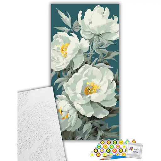 Набор для росписи ArtCraft Белые пионы с металлизированными красками 40 x 80 см (13093-AC) - фото 2