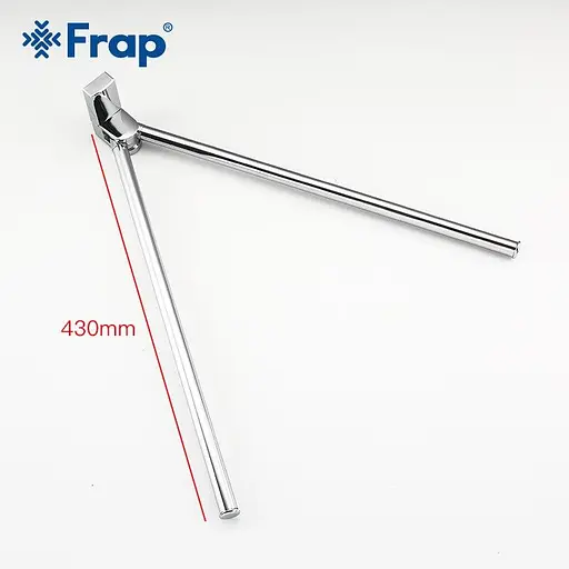 Тримач для рушника поворотний подвійний Frap F1812 з 2-ма накладками 382 мм білий/хром Хром - фото 2