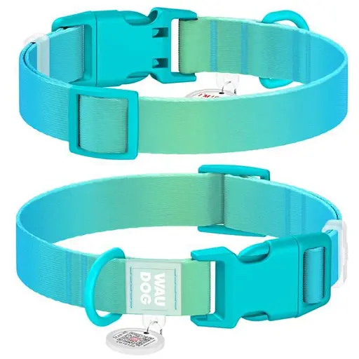 Collar WAUDOG Nylon Recycled - Нашийник нейлоновий градієнт з QR паспортом та пластиковим фастексом для собак - М (2х28-40 см)