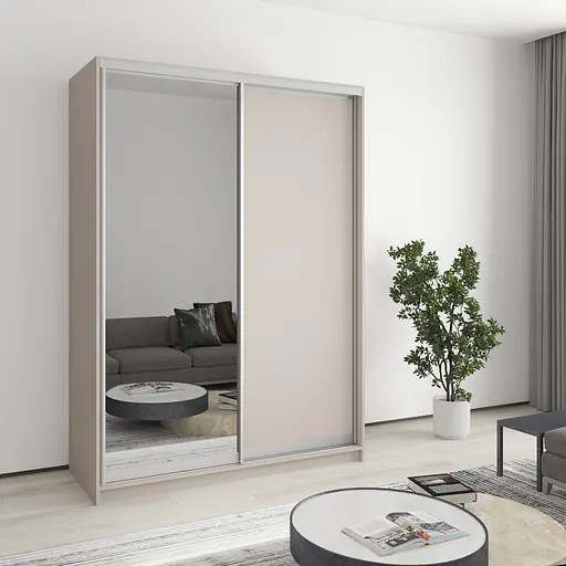 Шафа-купе дводверна MebelStar Стандарт AL ДСП/Дзеркало 150x60x210 см Кашемір (MBS-2437)