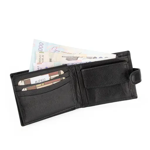 Портмоне чоловіче шкіряне SU822 Virginia Conti на кнопці чорне - фото 2