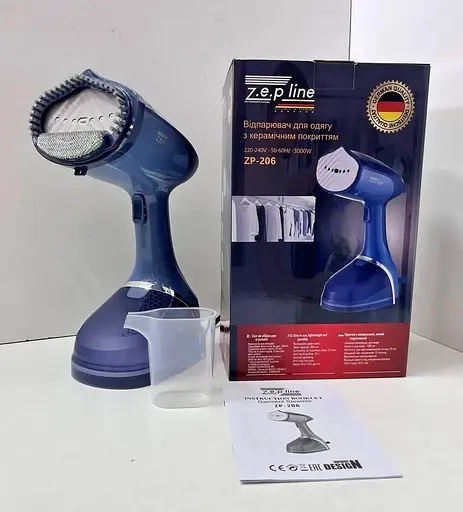 Ручний вертикальний відпарювач Zepline ZP-206 з керамічним покриттям 3000 Вт для одягу 4500 мл Синій - фото 2