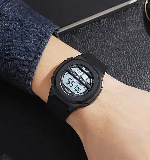 Часы мужские спортивные Skmei 1821 (Черные с белым циферблатом) - фото 5