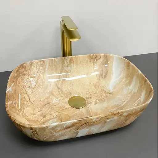 Умивальник VBI Ravenna коричневий онікс глянцевий накладний VBI-011223, Коричневий - фото 1