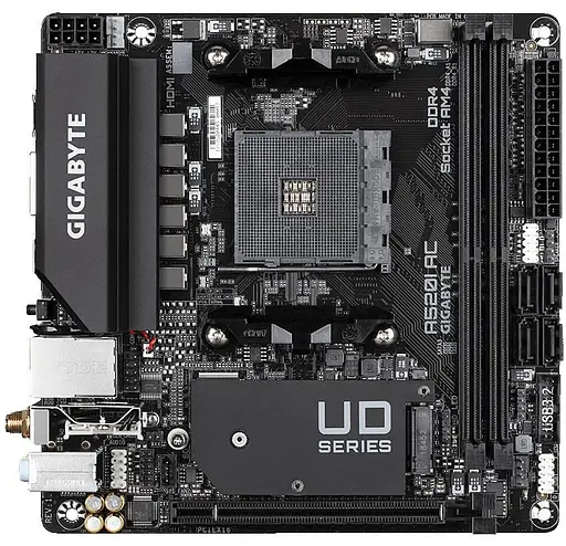 Материнская плата Gigabyte A520I AC (A520I AC) (Socket AM4, AMD A520, Mini-ITX) - фото 1