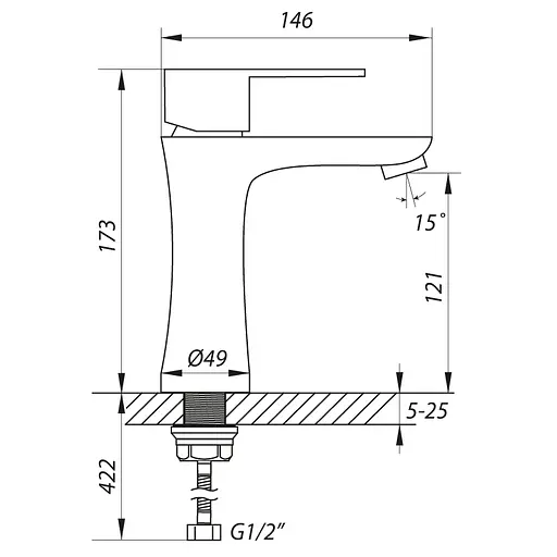 Смеситель для умывальника Zerix LR71002 LL1031 Нержавеющая сталь - фото 2