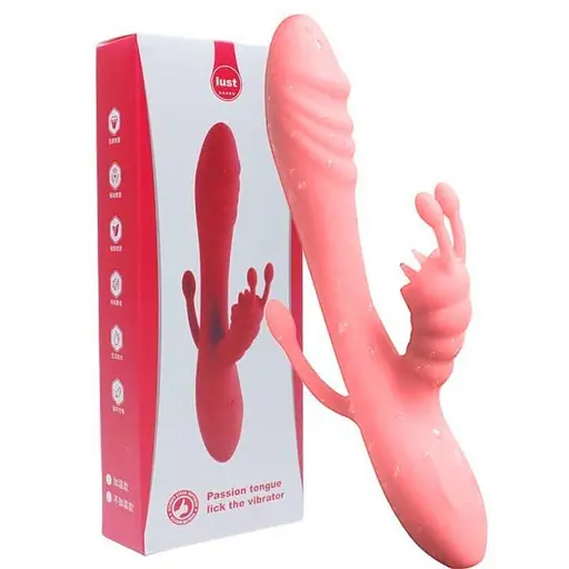 Вибратор с подогревом силиконовый Кролик Rebbit 3в1 12 режимов вибрации 22 см розовый