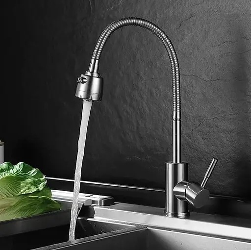 Смеситель для кухни Solone EZA4-A090 с рефлекторным гусьем Нержавеющая сталь 30412 - фото 4