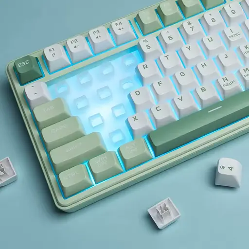 Игровая мембранная клавиатура Womier DK75 / Три режима подключения / OLED Screen / Green - фото 4