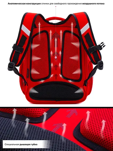 Школьный рюкзак (ранец) с ортопедической спинкой Winner / SkyName для девочки с Единорогом 37х29х18 см красный для начальной школы R4-403 - фото 5