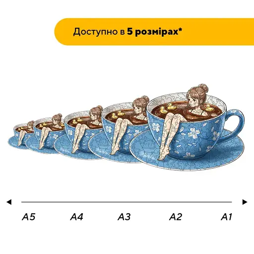 Деревянный фигурный пазл Кофейка с утятками, А1, Картонная коробка 500+ элементов - фото 2