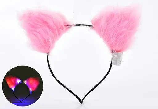 Аксесуар для волосся обруч з плюшевими вушками 22x18x1 см, світло 3 режими, на батарейках (В асортименті) - фото 2