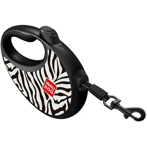 Повідець-рулетка для собак Waudog R-leash з контейнером для пакетів, малюнок "Зебра", світловідбивна стрічка, L - фото 5