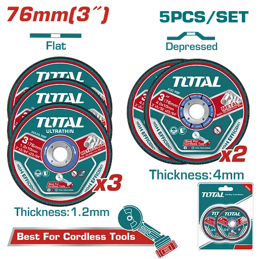 Набор отрезных и шлифовальных кругов Total 76х1.2х10 мм 5 шт. (TAC303768)