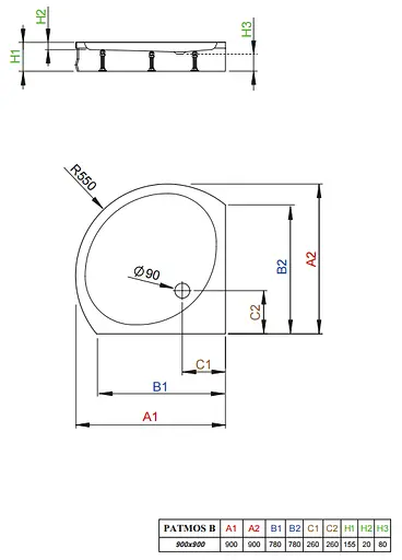 Душевой поддон Radaway Patmos B 90x90 4T99155-03 - фото 3